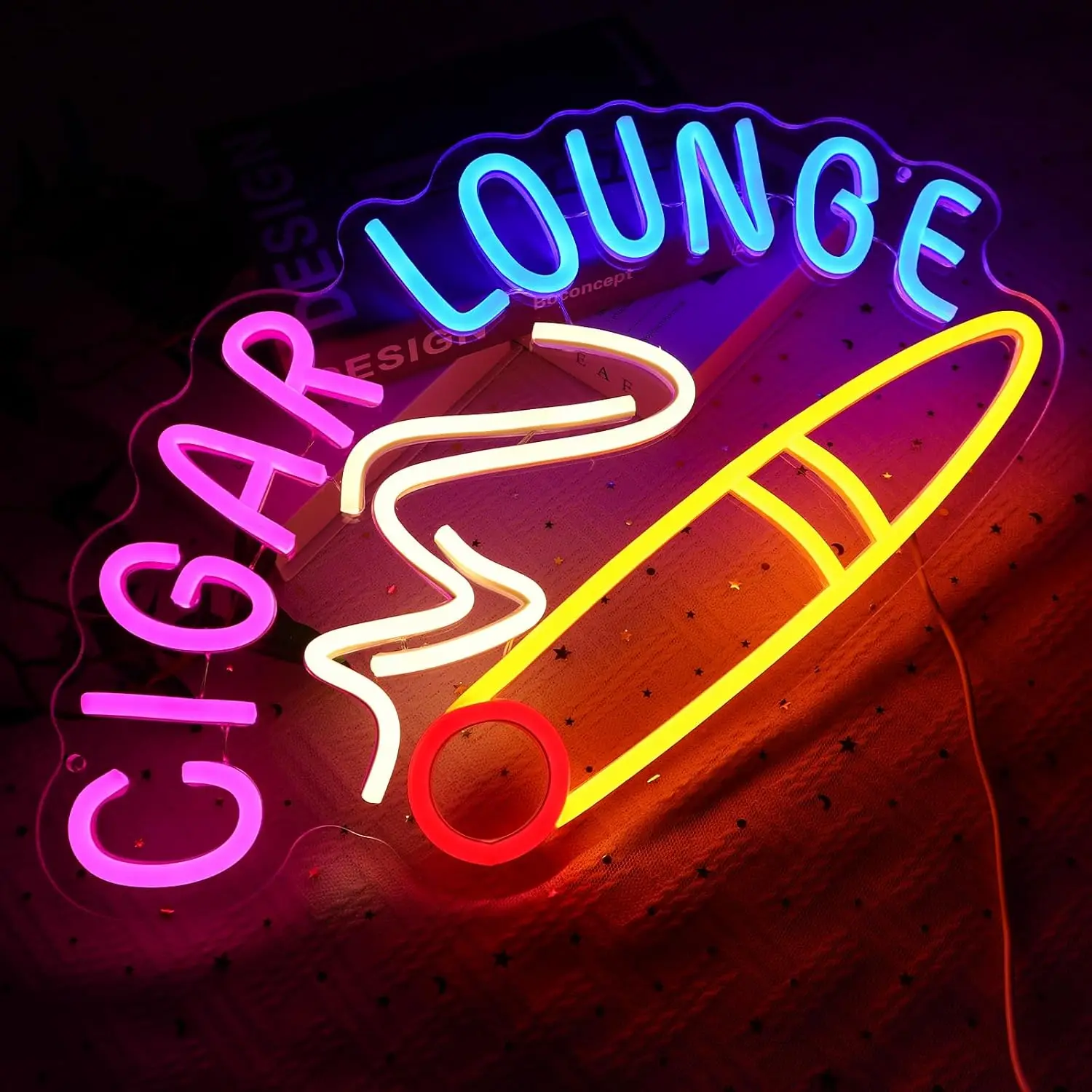 Dimmable Cigar Lounge Neon Sign for Wall Decor –  LED Neon Light for Reception Room Man Cave Smoke Shops Bar Business Pub, Gift