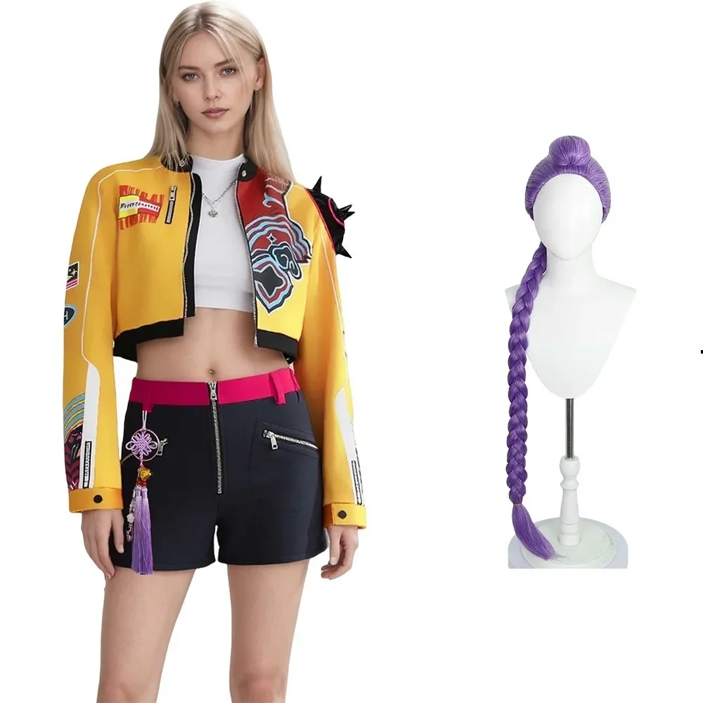 2025 Halloween Kpop chasseurs de démons Zoey Rumi Mira Cosplay ensemble de costumes avec perruque à capuche adulte enfants