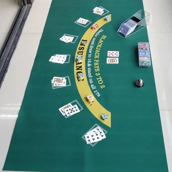 데스크탑 펠트 천 180x90cm 카지노 블랙 잭 게임 식탁보 휴대용 포커 패드 가족 파티 게임 키트 엔터테인먼트 액세서리