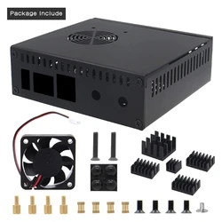 N506 Metal Case- Enclosure for Orange Pi 5/5B Support M2 NVMe SSD 2280 with 5pcs Aluminum Heatsinks and Cooling Fan Box