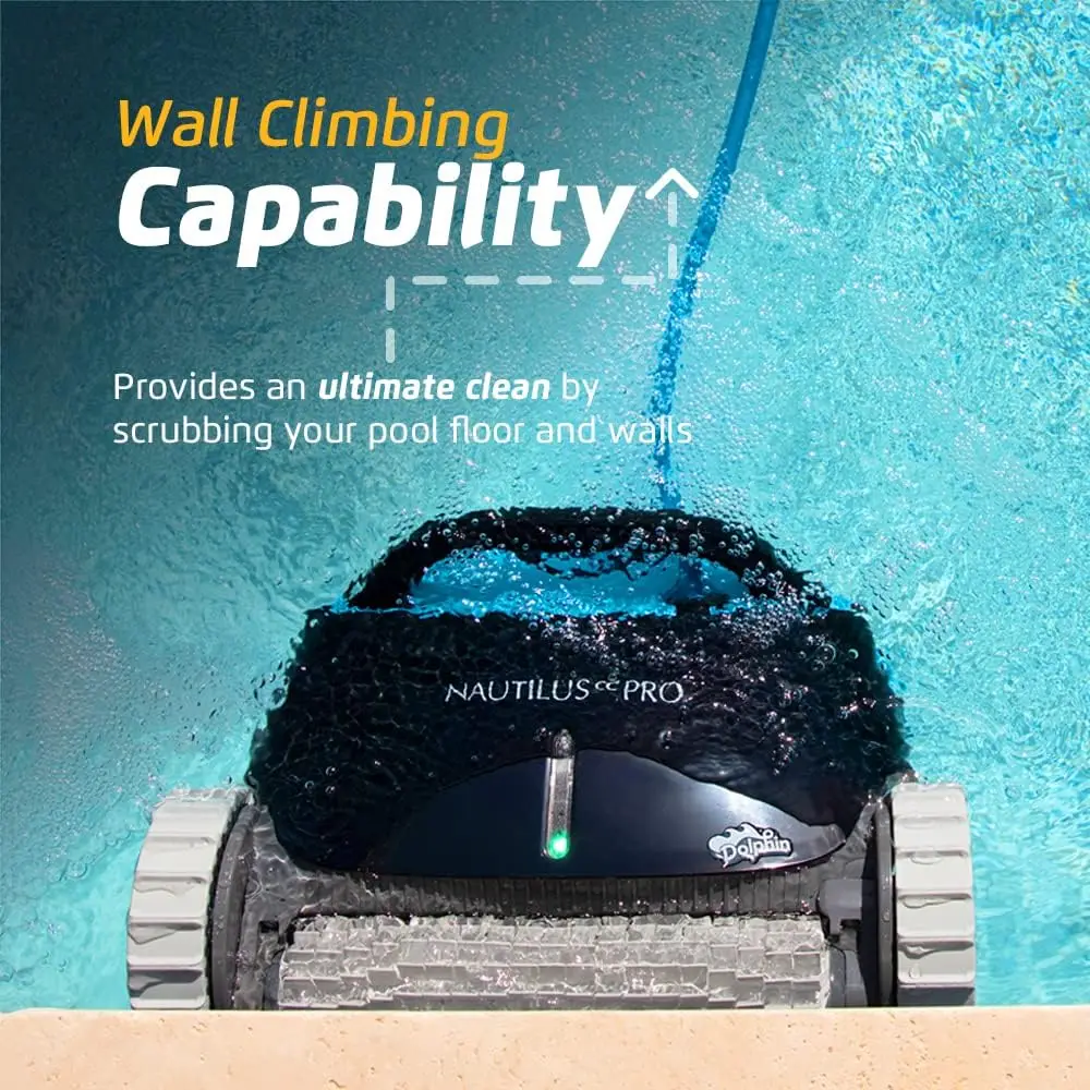 

Dolphin Nautilus CC Pro Wi-Fi Automatic Robotic Pool Cleaner, Wall Climbing,Waterline Scrubber Brush,Pools up to 50 FT in Length