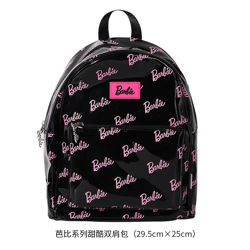 Miniso Barbie Backpack Cartoon Animation Girly Heart Fashionable and Versatile Girls School Bag Black Backpack Gift for Friends