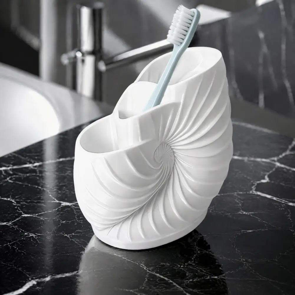 Desk Organizer Rack 3d Printed Conch Toothbrush Holder Sea Snail Organizer Stand Desktop Storage Rack with 3 for Bathroom