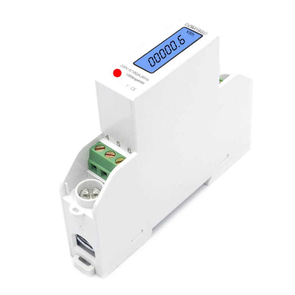 DDM18SD 220V Single Phase Din Rail RS485 Modbus-RTU Power Consumption Energy kWh Watt Meter Energy Meter 5(100A) 5(20A) 10(40)A