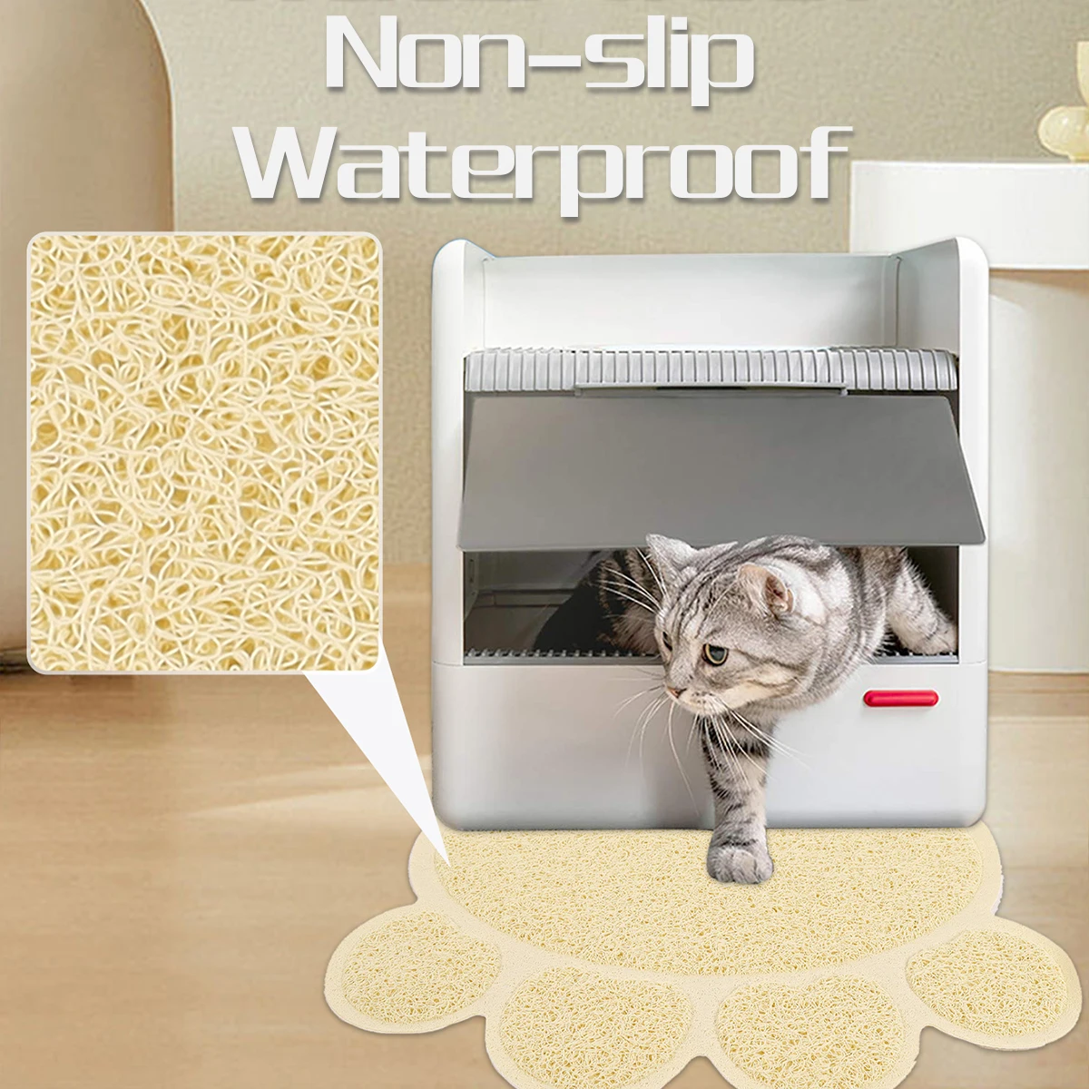 A cat claw shape waterproof pet cat and dog feeding mat, non-slip cat food mat, dog water bowl mat for indoor use