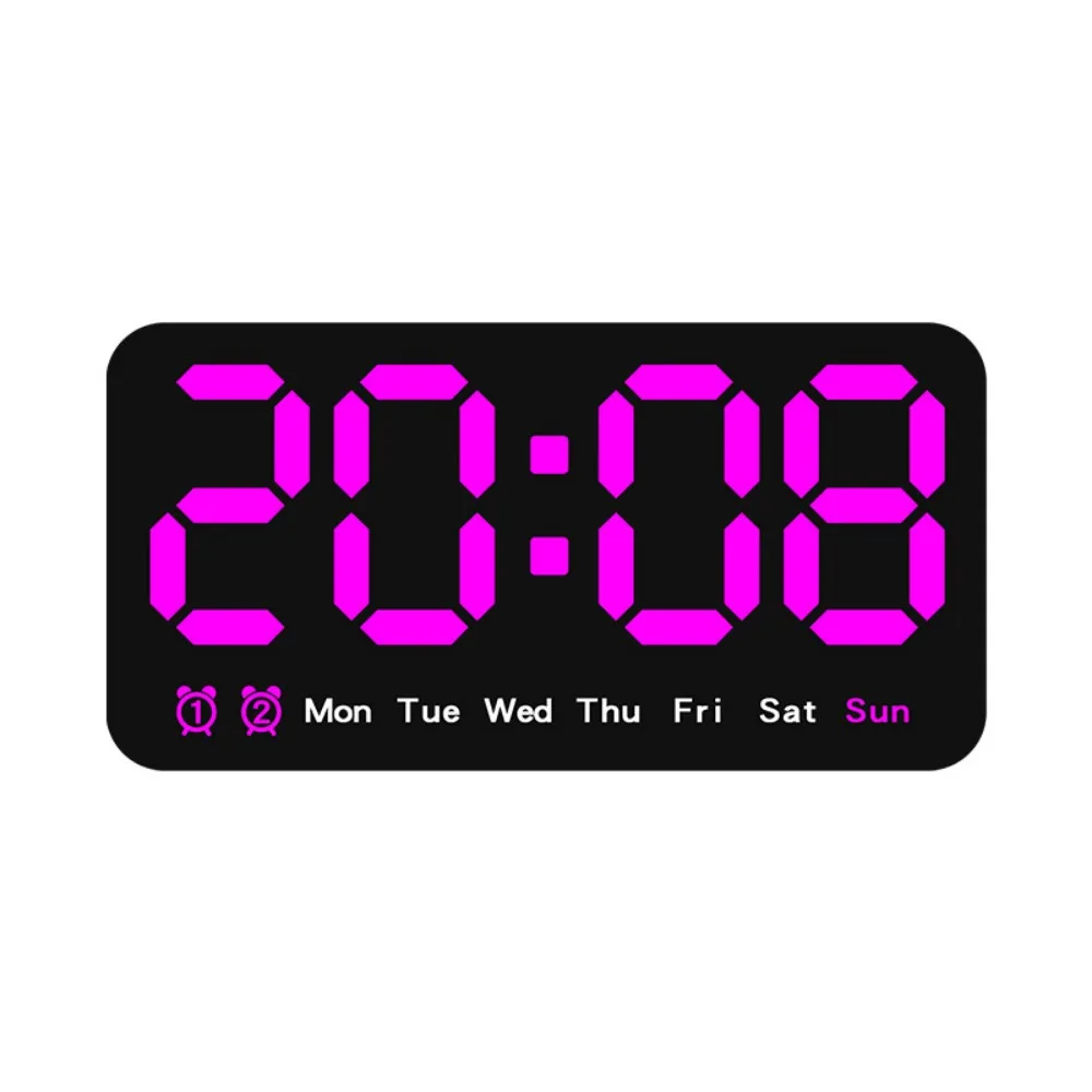 

Temperature/Date Display Electronic Wall Clock 12/24H Format Dual Alarms Wall-mounted Clock 3 Levels Brightness