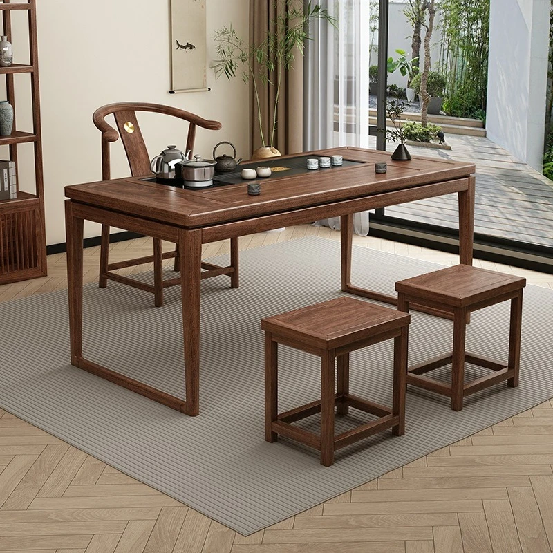 مجموعة طاولة شاي وكرسي للشرفة، وغرفة معيشة من الخشب الصلب، وطاولة قهوة عائلية بسيطة