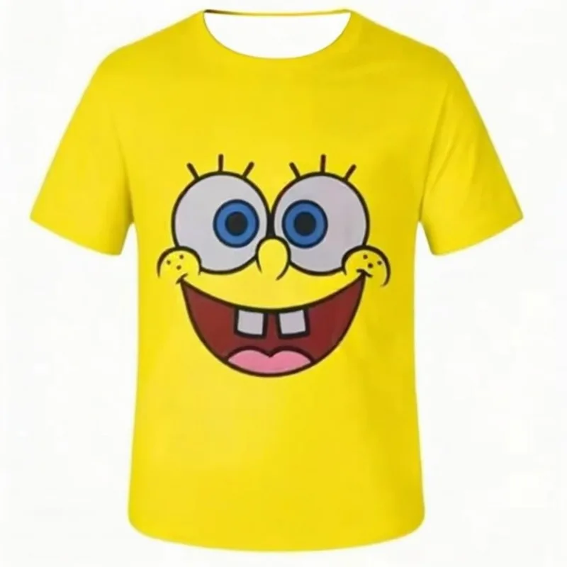 Kids SpongeBob Face T Shirt Patrick Squidward Mr Krabs Sandy Gary Cartoon Print Short Sleeve Tee Unisex Summer Casual Tops