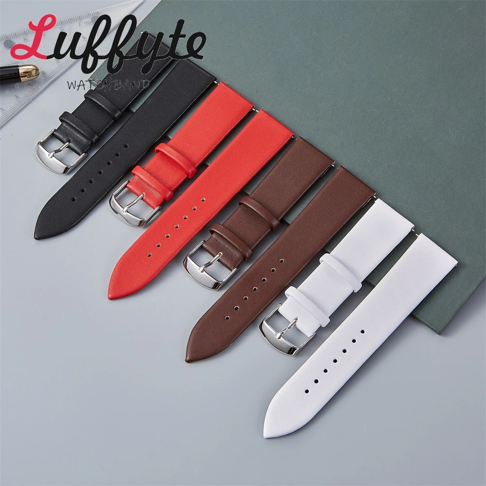 Soft Ultra-thin Synthetic Leather Watch Strap 14mm 16mm 18mm 20mm 22mm Men Women Simple Watchband Multi Size Straps