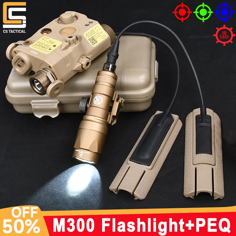 

WADSN Tactical PEQ Red Green Blue Laser IR Light M300 M300A Flashlight White Light Fit 20mm Rail Hunting Weapon Scout Accessory