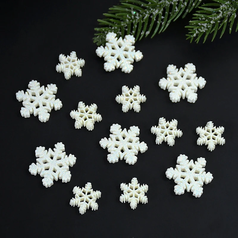 20Pcs 20/28mm Christmas Resin Snowflake Scrapbooking Embellishments DIY Xmas Winter Snowflake Crafts Home Decoration