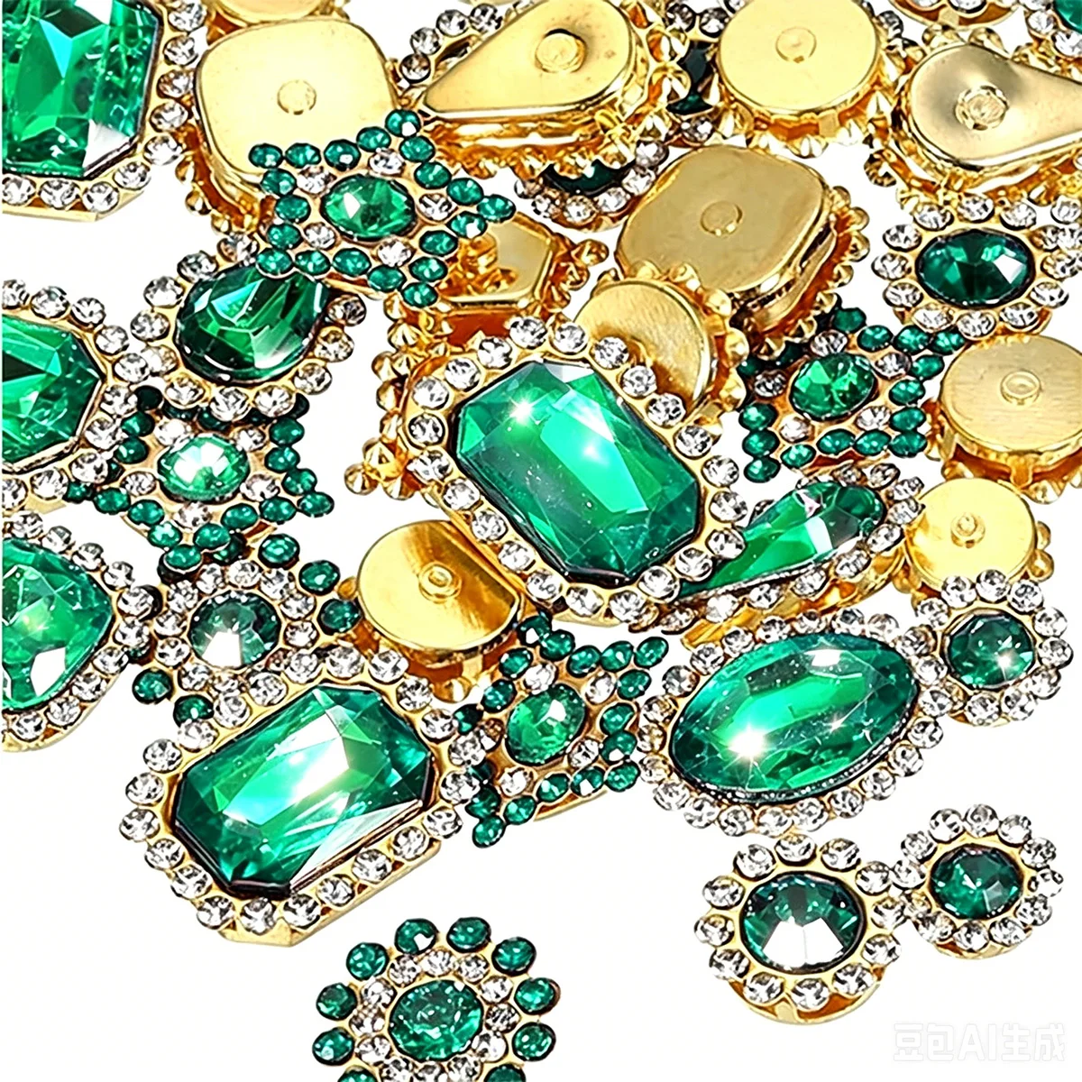 150 Stück vergoldete schwarze Kristall-Strass-Applikationen zum Aufnähen, glitzernde Legierungs-Dekorationsknöpfe für Kleidung und Accessoires – Detail 4