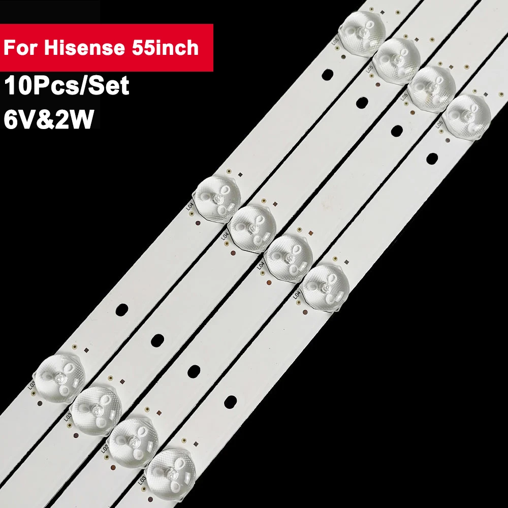 560mm 6V LED Tv Backlight Strip for Hisense 55inch HD550DU-B52_10X7_3030C 10Pcs/Set Tv Bar 5K3300UW H55m3300 55k3300 55H08C