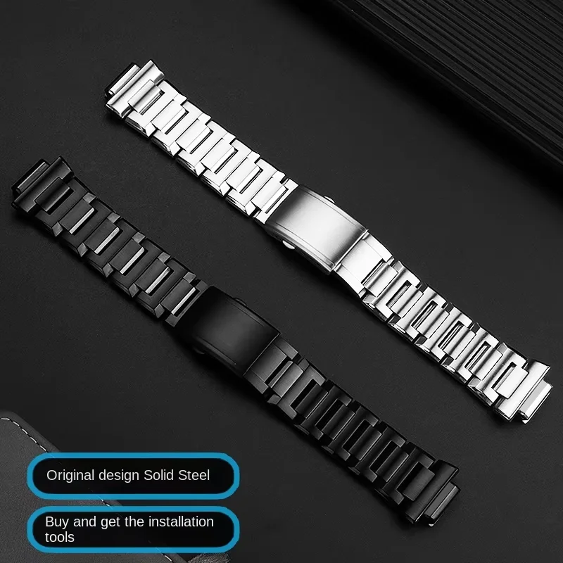 GW B5600 mod kit Case Strap For G-SHOCK Casio 3229 DW-5600 GW-B5600 GW-M5610 Stainless Steel Bezel Red Bottom Watch band tools