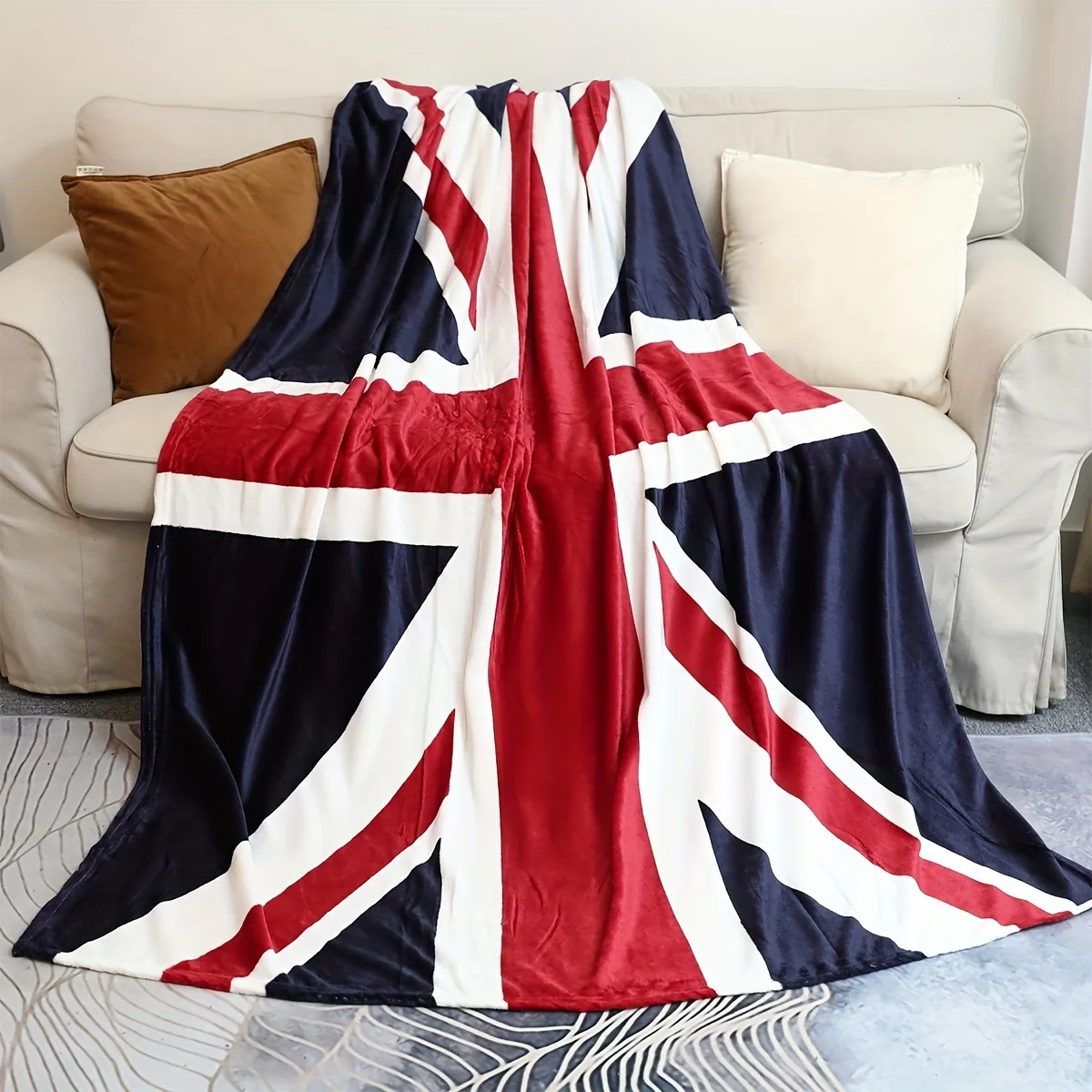 1pc British Flag Print Blanket, Ultra-Soft Flannel Double-Layer Blanket for Bed, Sofa, Chair, Autumn/Winter Camping, Living Room