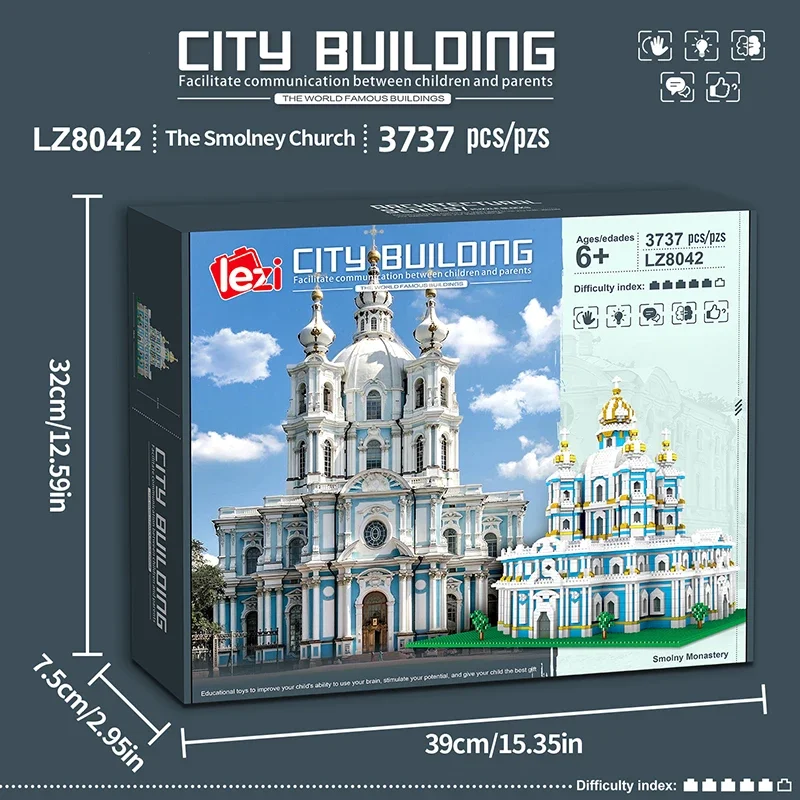 3737ชิ้นโมเดลโบสถ์ที่มีชื่อเสียงระดับโลกบล็อกตัวต่อสถานที่ท่องเที่ยวทางสถาปัตยกรรมที่ถนนอิฐของเล่นแบบทำมือสำหรับเด็กของขวัญในวันหยุด