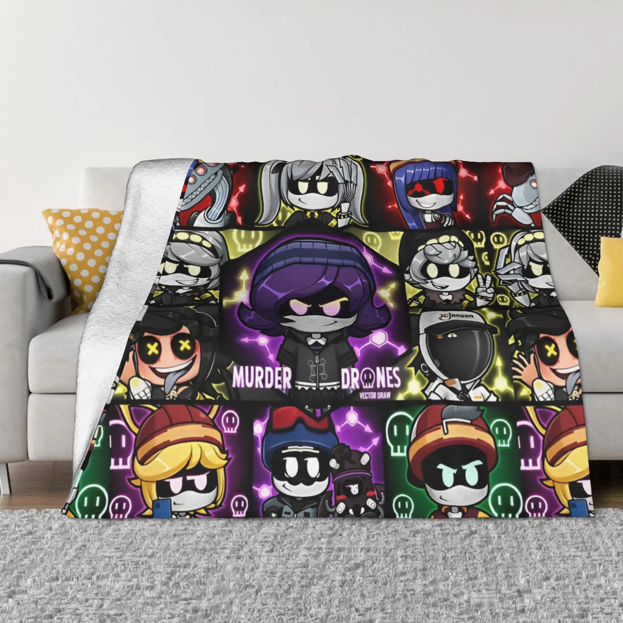 Cartoon Murder Drones Anime Blanket Flannel Summer Autumn Winter  Breathable Ultra-Soft Throw Blanket for Bed Travel Rug Piece