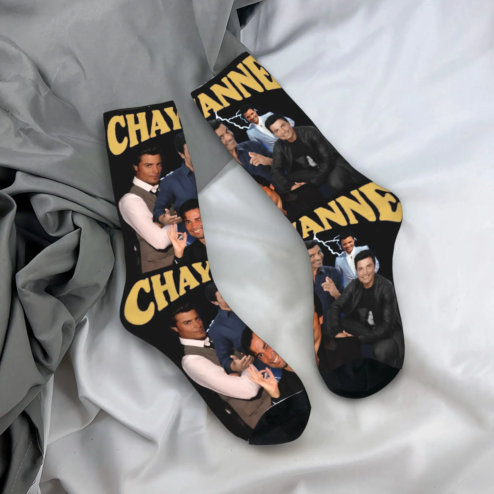 

Мужские носки унисекс, чулки с плакатом певицы Chayanne, нескользящие теплые мягкие носки, осенние повседневные дизайнерские уличные носки