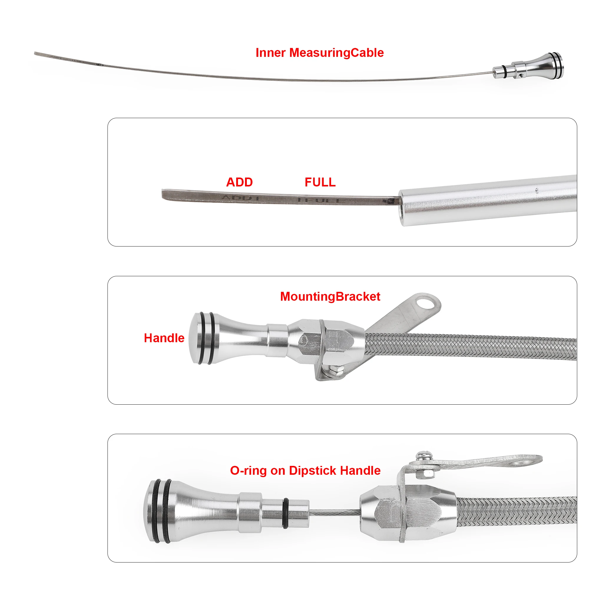 Dipstick de repuesto de aceite para motores Chevy SB, 265, 283, 327, 350, 383, 400, para todos los motores SB, 1980-up con varilla lateral del pasajero