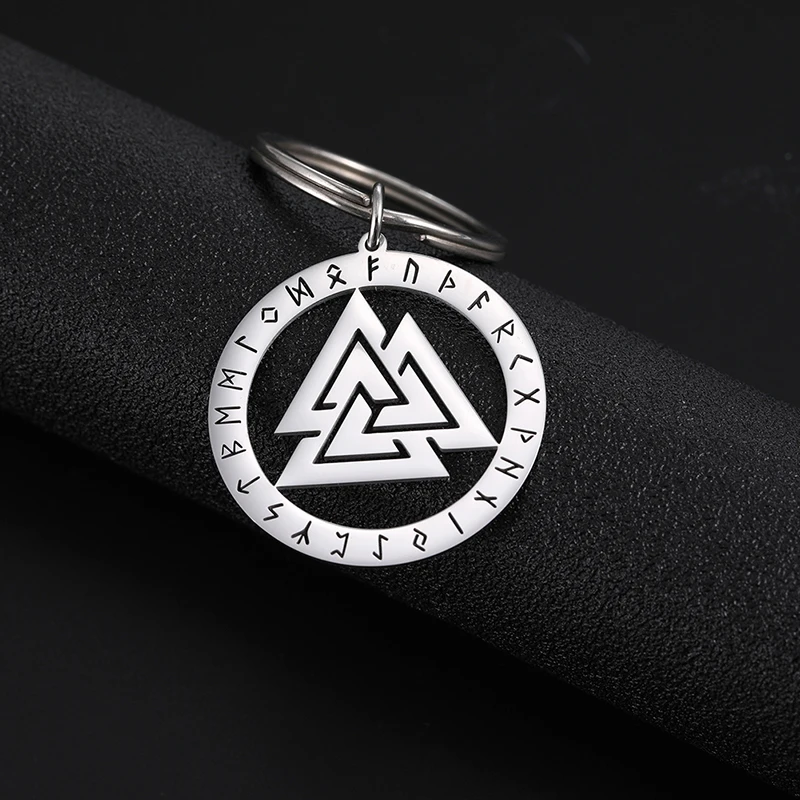 Dreamtimes Viking Celtic Knot Pendant Keychain Stainless Steel Fashion Hrungner's Heart Men's Car Keychain Trident Jewelry Gift