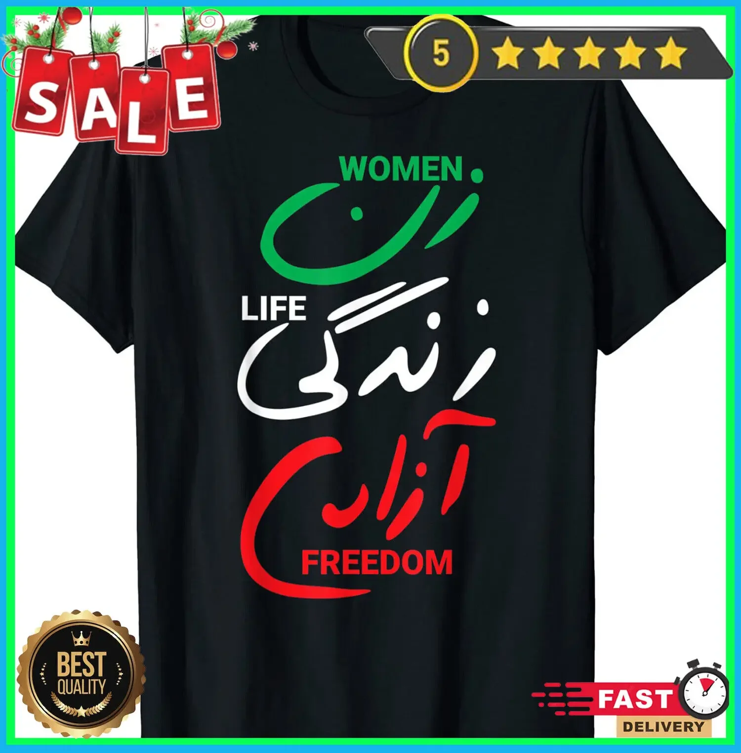 SALE35%!!! Woman Life Freedom Zan Zendegi Azadi Iran Womens T-Shirt S-5XL