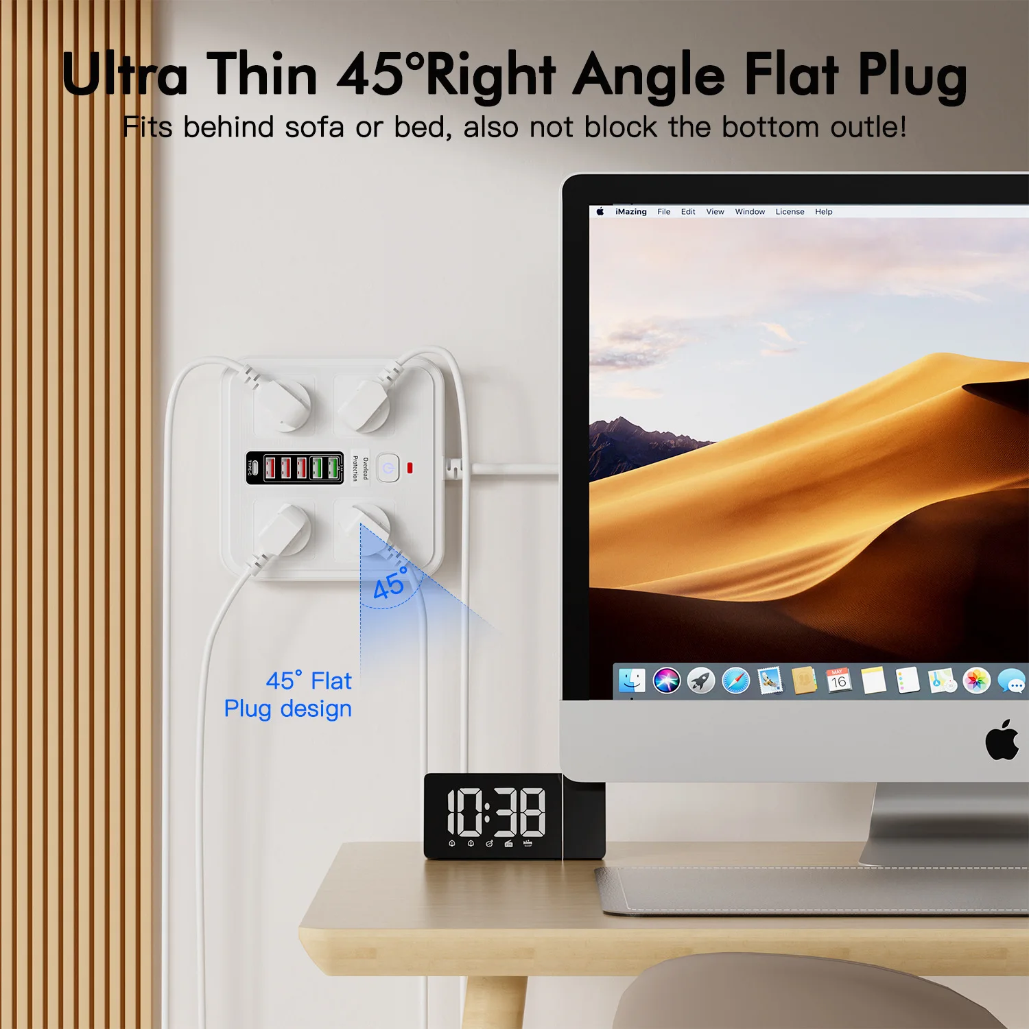 FUNAYA AU CN قطاع الطاقة المقبس تمديد كابل التوصيل مع USB TYPE-C شحن ميناء الزائد حماية المقبس الكهربائي 13A #3