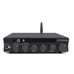 O-NOORUS D4 Series TPA3255 PFFB Stereo Balance Bluetooth HDMI ARC USB Optical Amplifier 300Wx2 with Treble Mid Bass Tone AMP