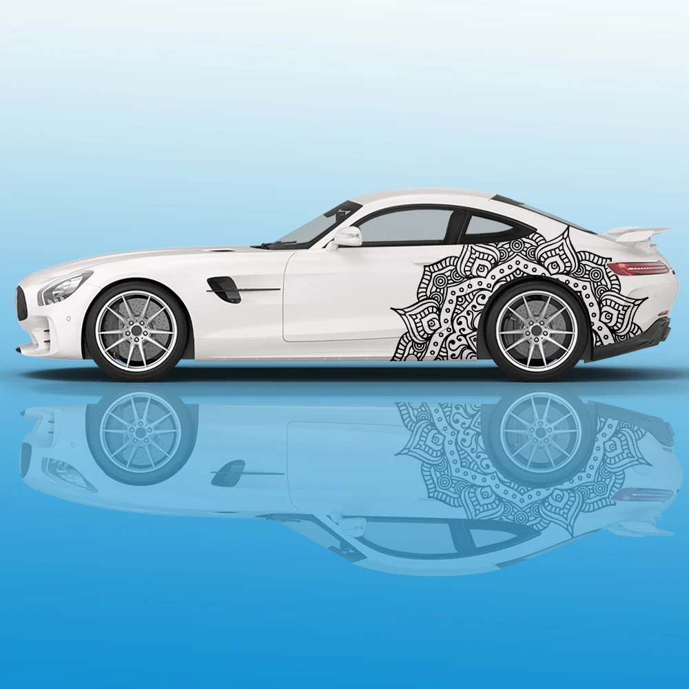 ماندالا التصميم الجرافيكي ملصقات السيارات الرسومات الجانبية تعديل السيارات اكسسوارات الألم سباق السيارات الشارات ملصقات