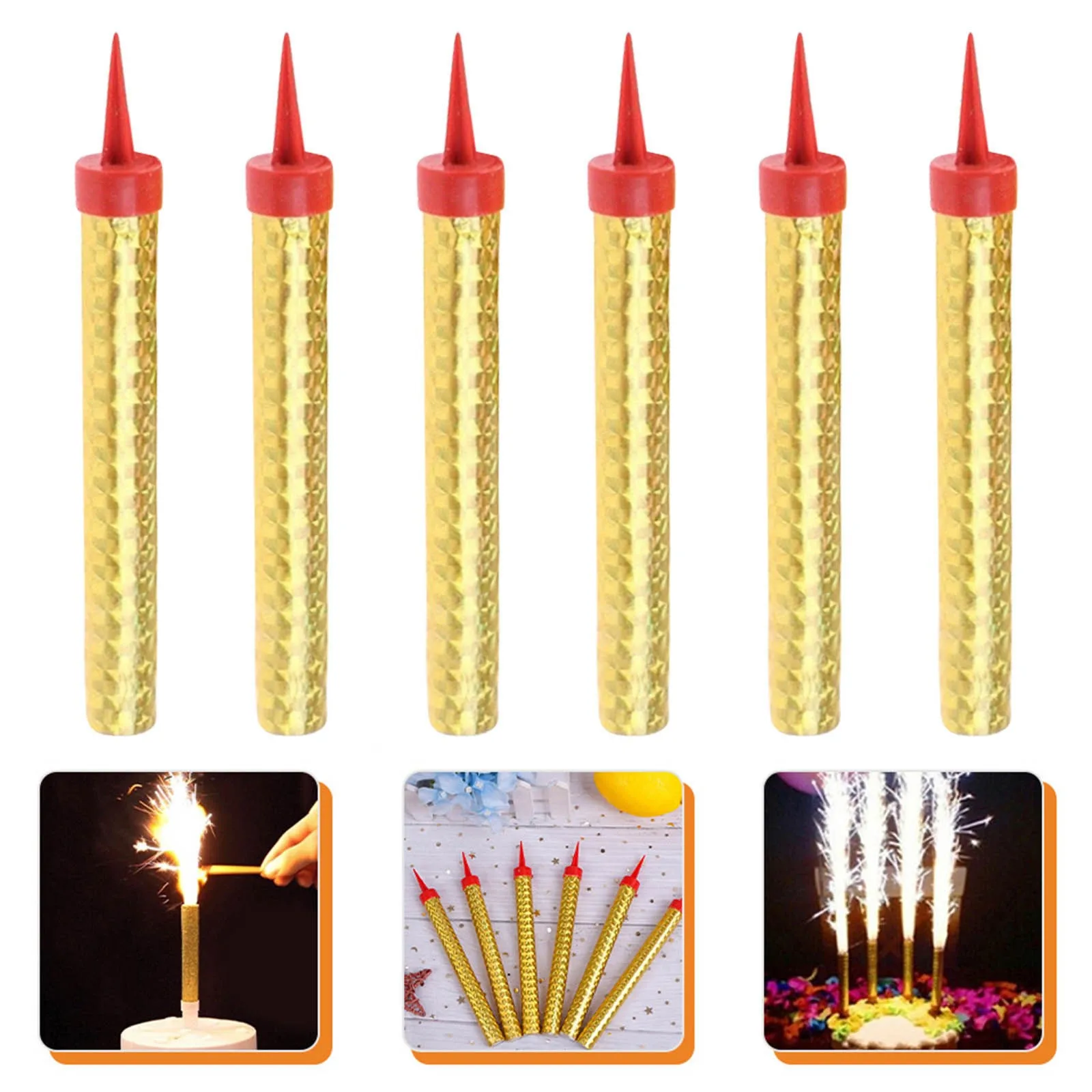 

6PCS Golden Birthday Candles Gold Wrapping Sparkling Candles For Bottle Service Creative Cake Candle Party Cake Decoration