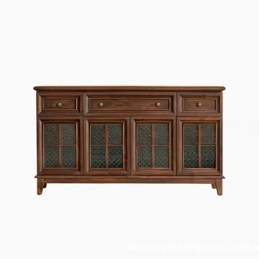

North American black walnut begonia, glass side cabinet, modern and fashionable, fully equipped villa log locker
