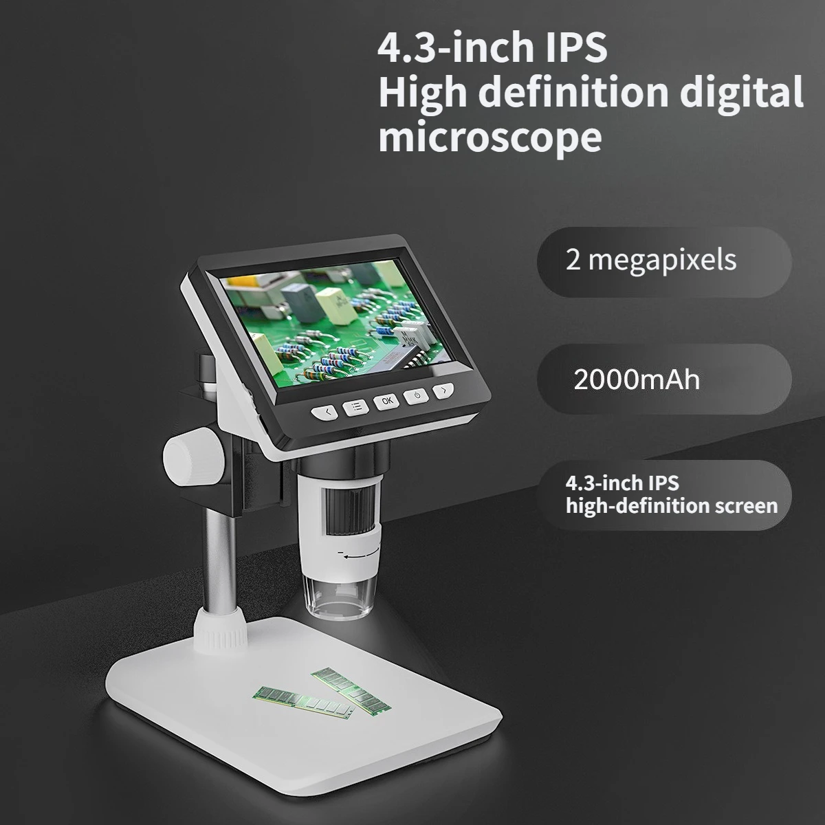 4.3 inch screen high definition 2 million microscope 1000 times electronic children's mobile phone repair industrial microscope