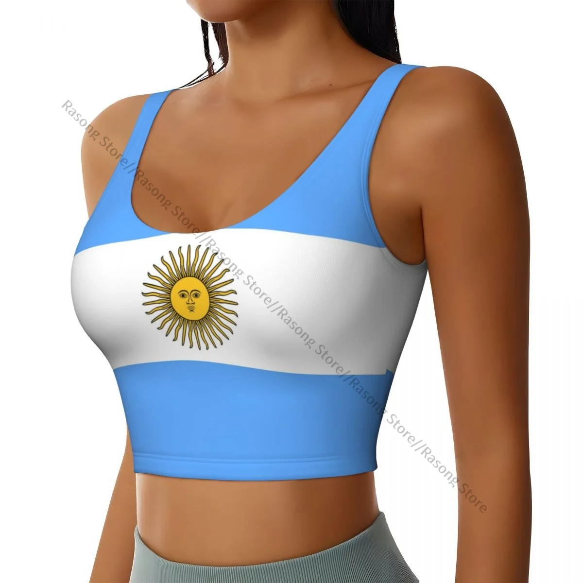 Yoga Vest Women Gym Sports Crop Tops Argentina Flag Streetwear Workout Breathable Tank Top Female