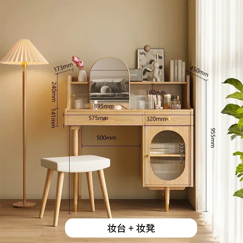 A16 Dressing Table Bedroom Simple Modern 2024 New Small Apartment Storage Chest of Drawers Cosmetic Mirror Makeup Table Integrat