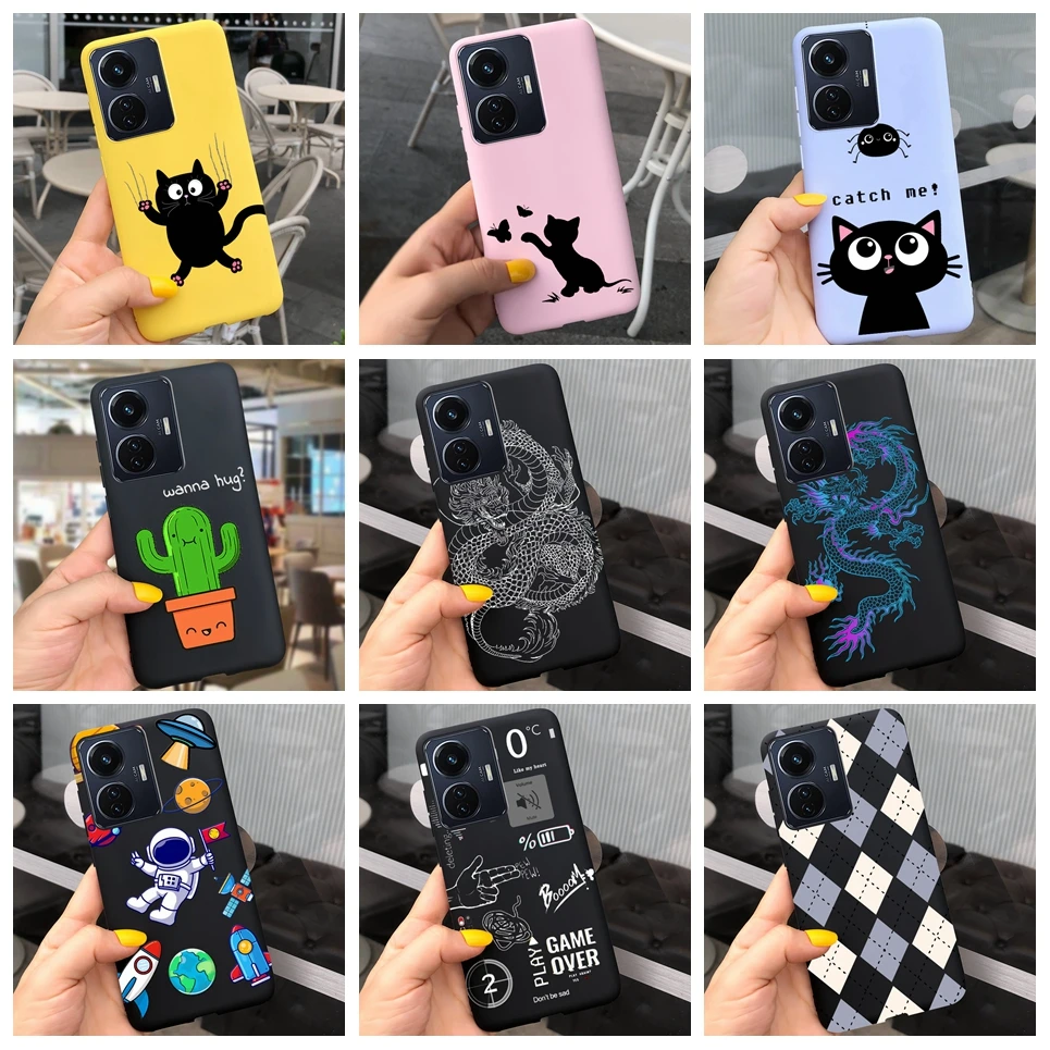 Casing kartun hewan lucu untuk Vivo Y55 4G 5G, pelindung silikon mewah untuk Vivo Y75 4G 5G Fundas silikon Bumper gaya keren