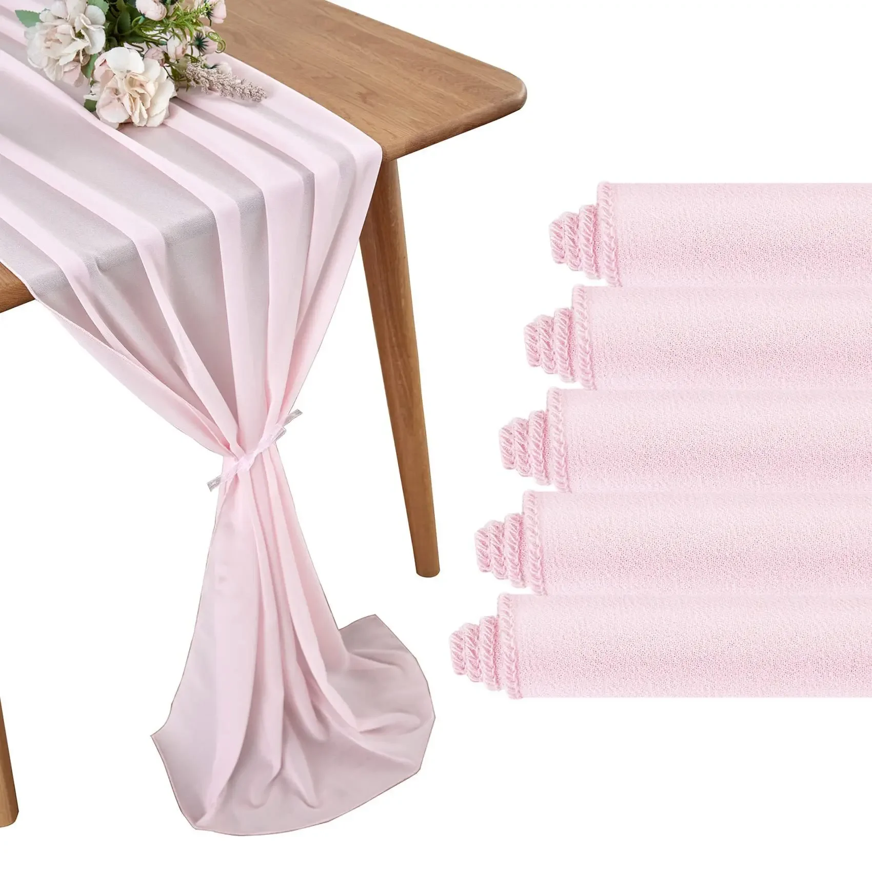 

75cmX304cm Pearl Chiffon Table Runner European Simple Style Solid Color Table Runner Hotel Wedding Banquet Decoration10pcs
