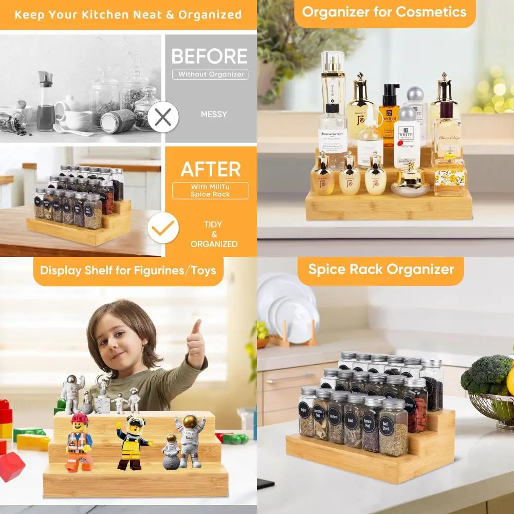 

3-уровневый бамбуковый органайзер для специй, 2 шт. для хранения на столешнице кухонного шкафа