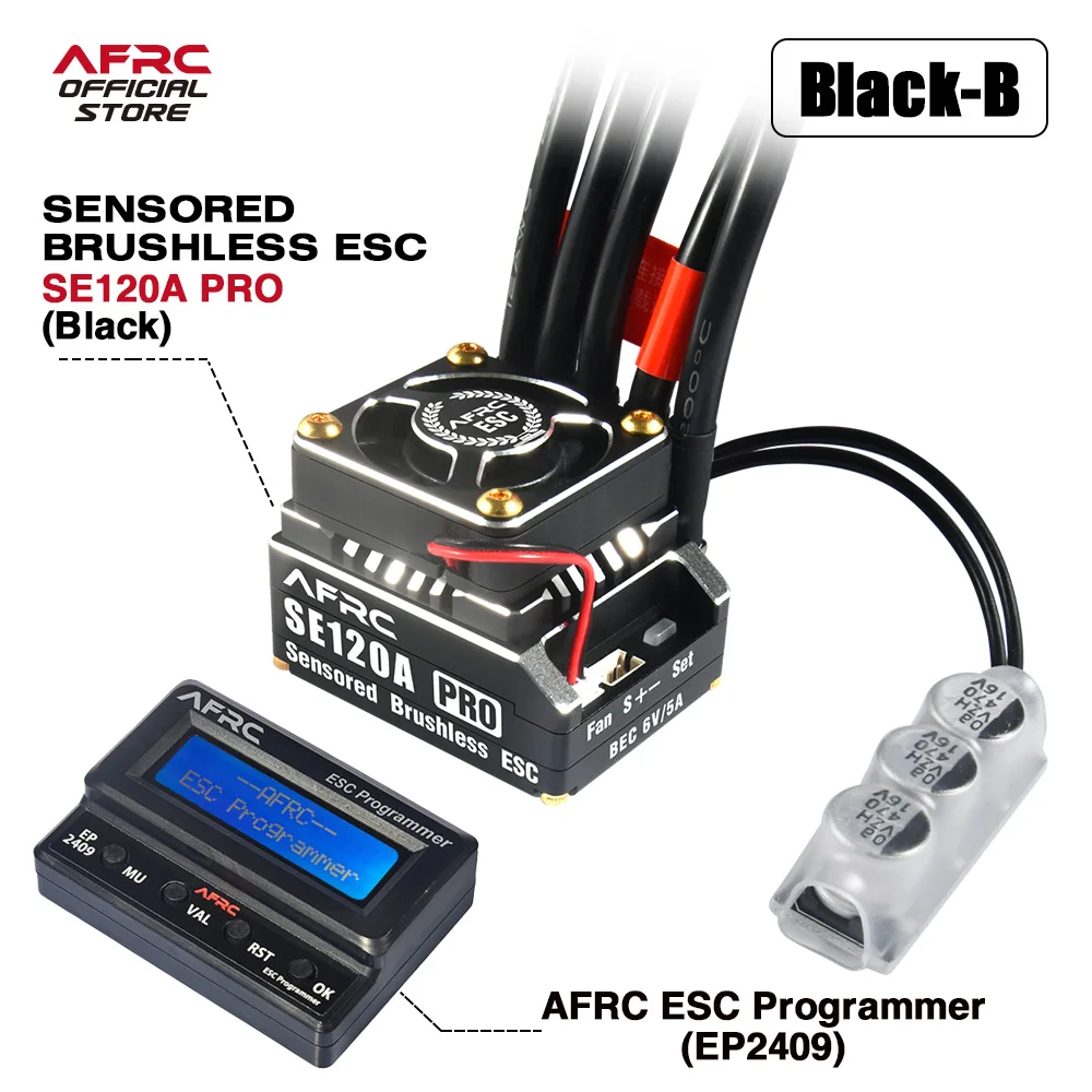 ESC Brushless 120A Gaeirt Pour Voiture RC 1/10 Et 1/8 – étanche, Accélération 9 Niveaux – Réglage Facile – Léger Et Résistant