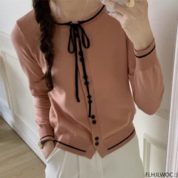 Cute Bow Tie Tops Pullovers Jumpers Hot Sales Preppy Style Girls Japan Korea Chic Fashion Design White Black Knitted Sweaters