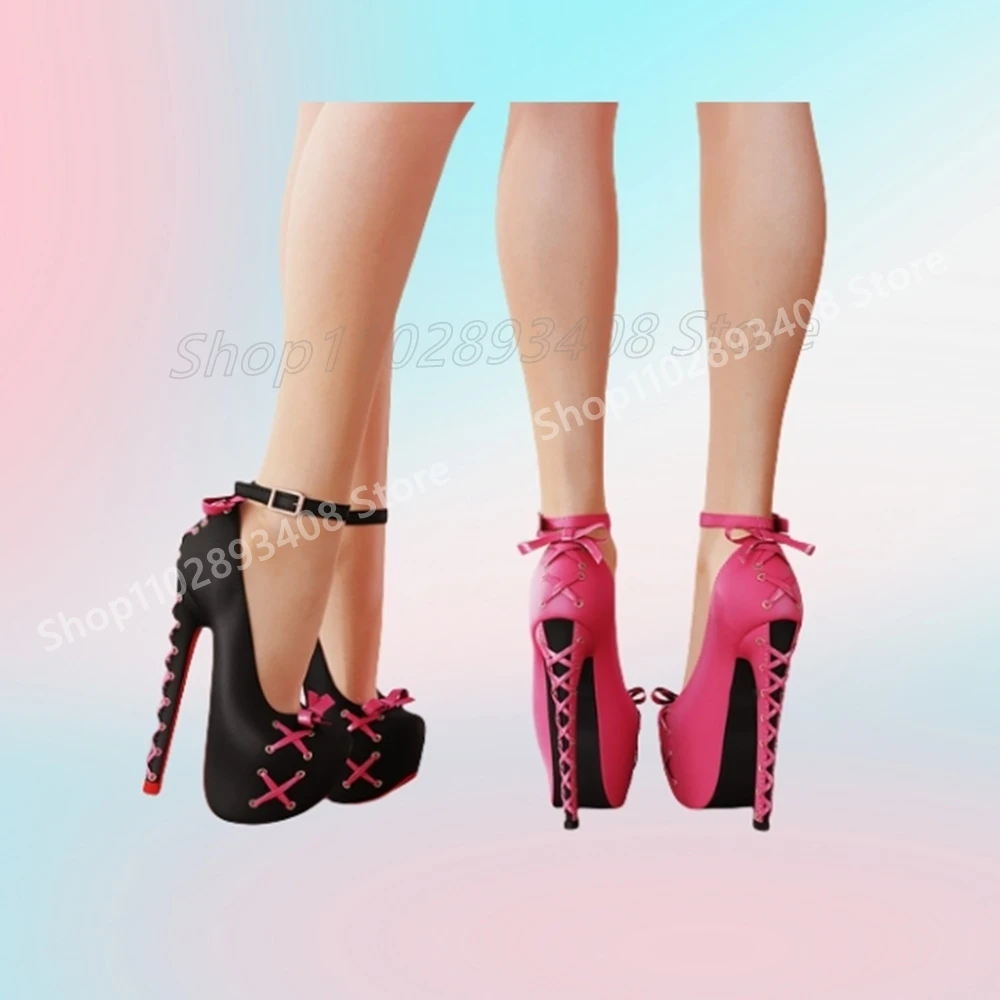 

Cross Tied Butterfly Knot Decor Pumps Platform Strappy Stiletto High Heel Fashion Sexy Women Shoes 2025 New Spring Para Mujere