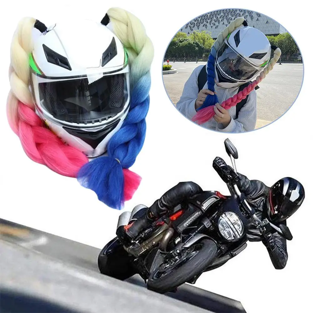 Motorbike Hats Braids Hair Braids Decoration Reusable Helmets Braids With Suction Cup For Motorcycle Skateboard And Snow Sp E8M2