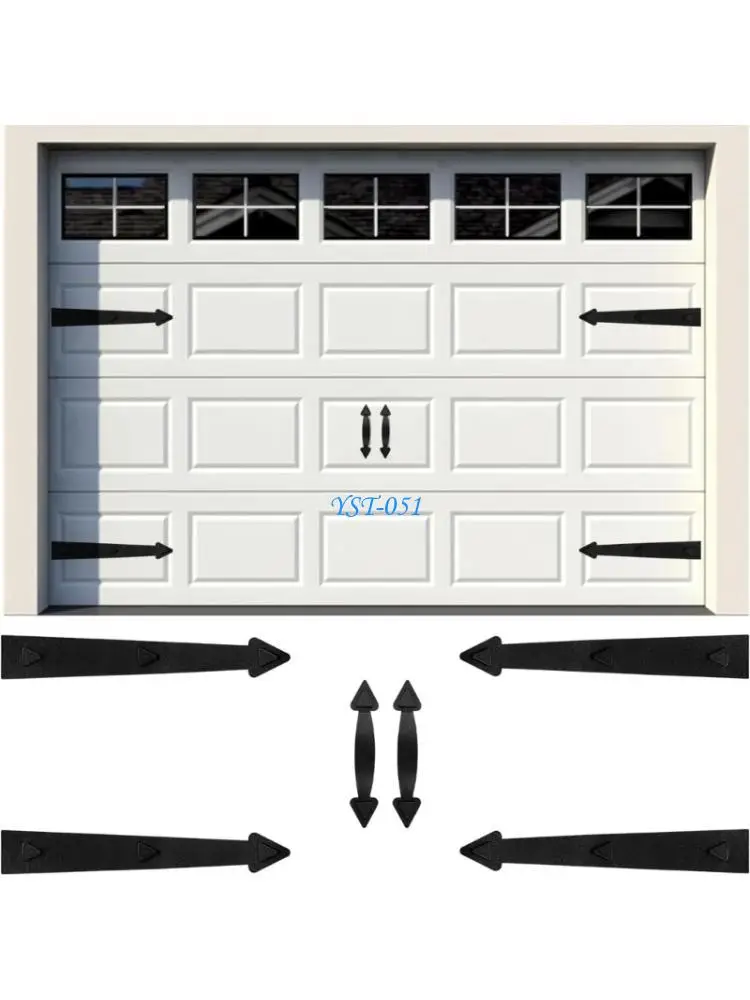 

E15A 6PCS Removable Garage Door Hinge Handle Decors Set Quick Installation