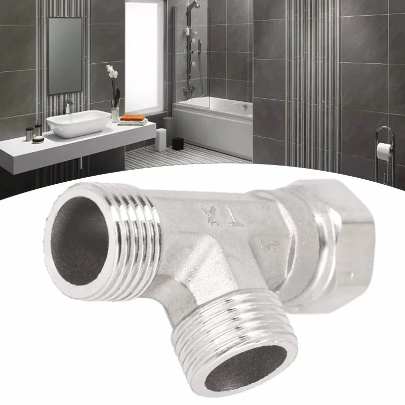 Stainless Steel Female Thread Tee Adapter 4 6 1 inch Male Thread Equal Tee One-to-Two Manifold Water Pipe Plumbing Fittings