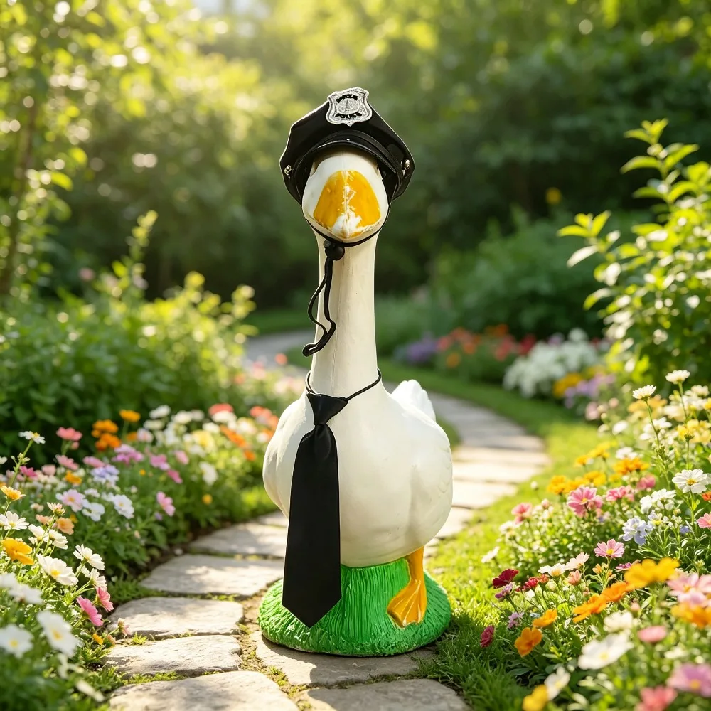 Police Officer Porch Goose Outfit Set with Cap Funny Law Enforcement Lawn Decor, Goose Not Included