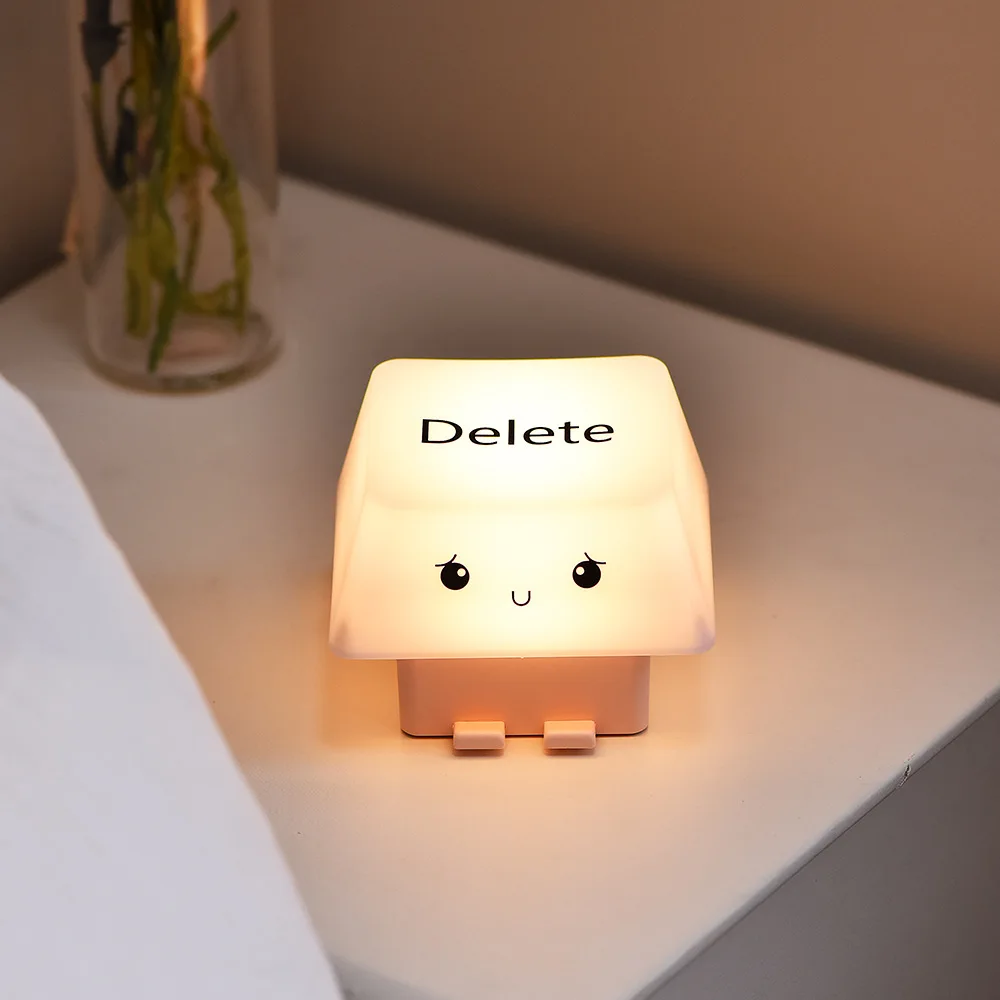 Creative and Unique Design of Children's Bedroom Button Atmosphere Small Night Light USB Charging Simple Sleep Bedside Lamp