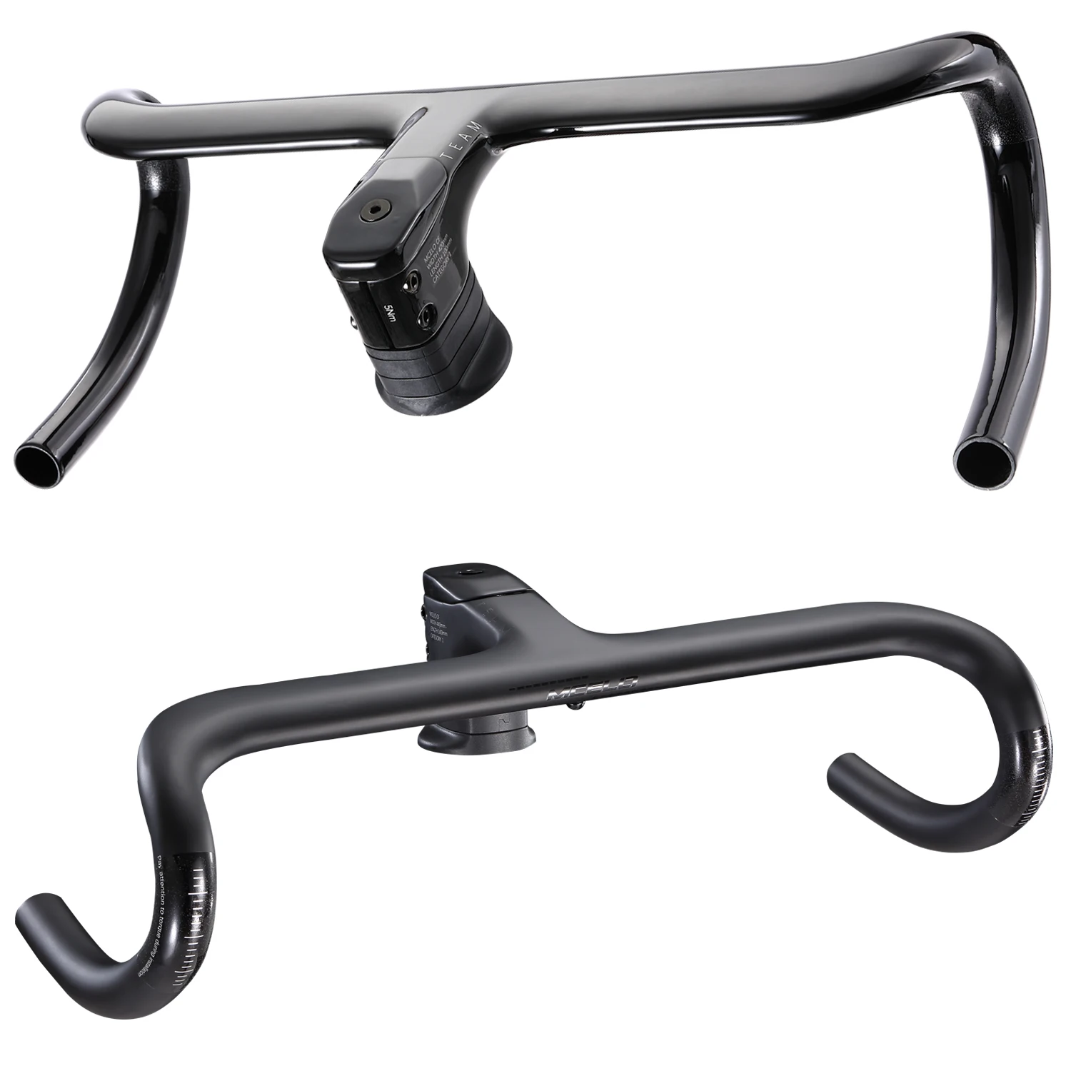 MCELO Bicycle Handlebar T1000 Carbon Handlebar Integrated Road 28.6mm Ultra Lightweight Aero Very Hard Road Handlebar 350g