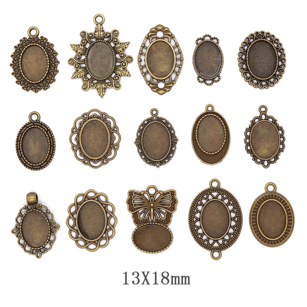 

13X18 Oval Handmade material Wholesale Alloy Jewelry Setting Cabochon Cameo Base Tray Bezel Blank Jewelry Making Findings