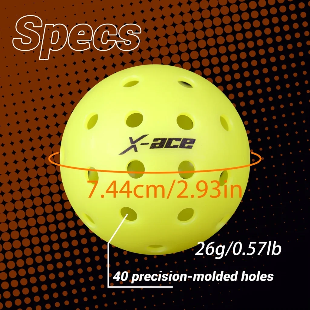 X-ace ピックルボール 12個入り、26穴 室内/屋外兼用 ワンピース成形