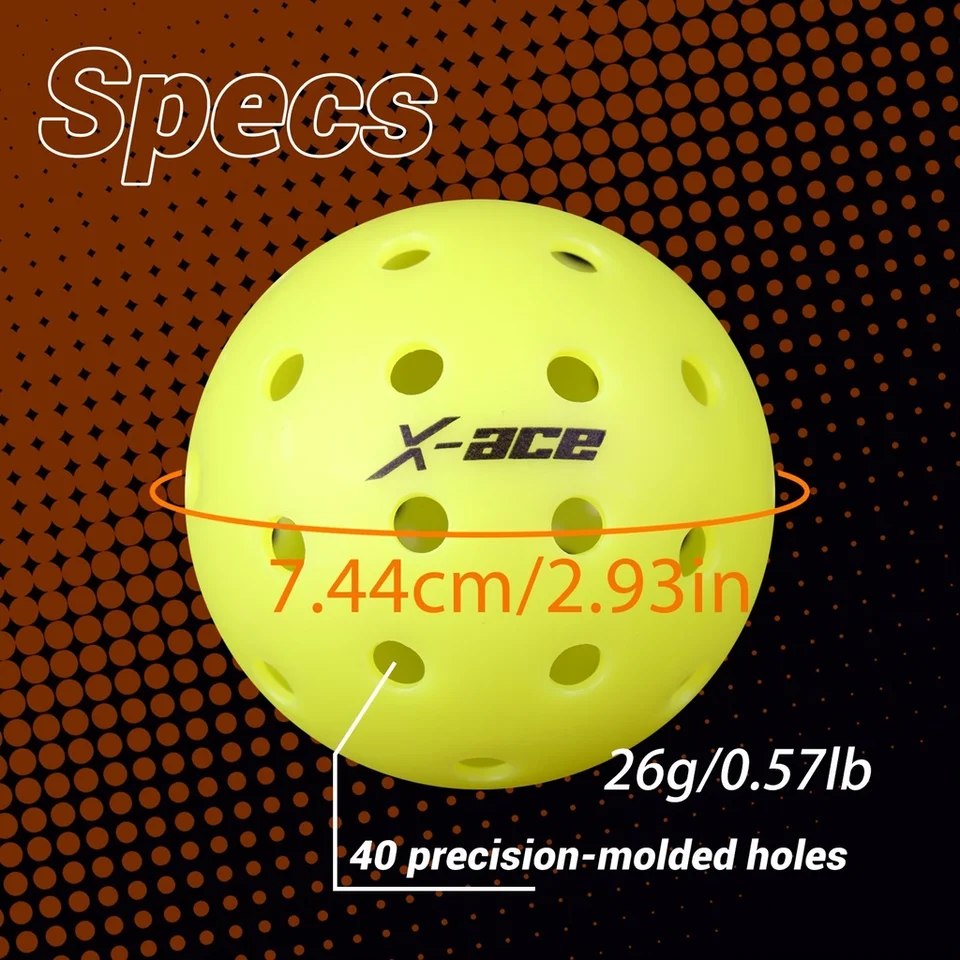 X-ace ピックルボール 12個入り、26穴 室内/屋外兼用 ワンピース成形