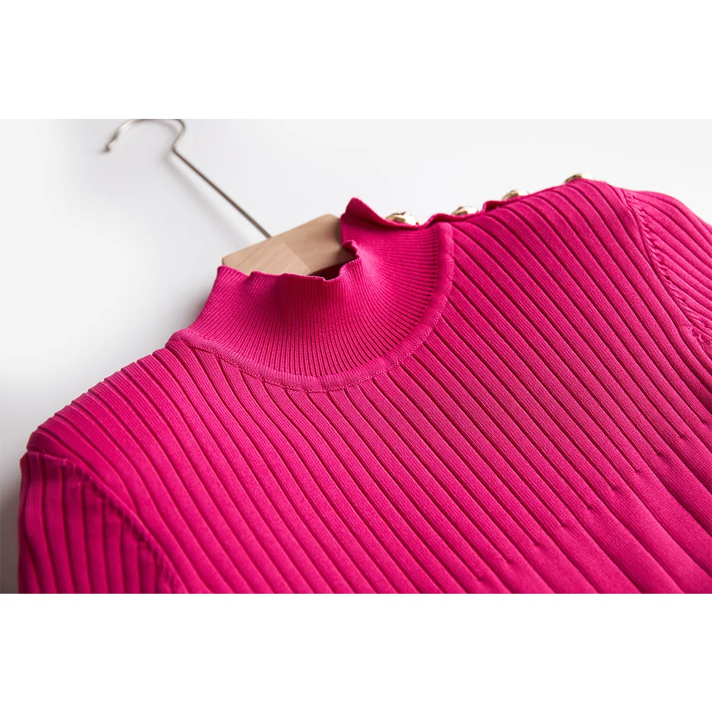 New Spring Collection Stand Collor 2 Colors Plain Knitting Caual Long Sheath Sweater Dress for Women