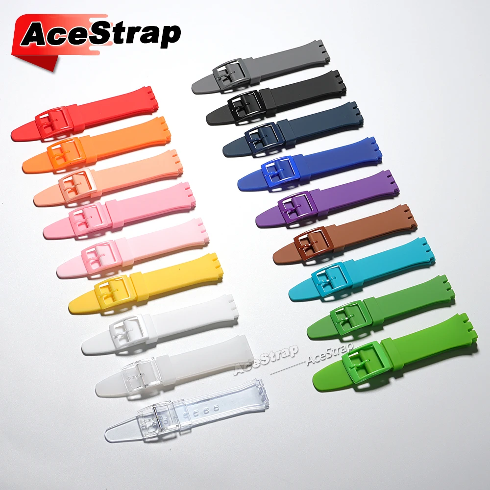 الملونة المطاط حزام ل سواتش حزام (استيك) ساعة 16 مللي متر 17 مللي متر 19 مللي متر 20 مللي متر معصمه النساء الرجال مقاوم للماء الساعات سوار سيليكون